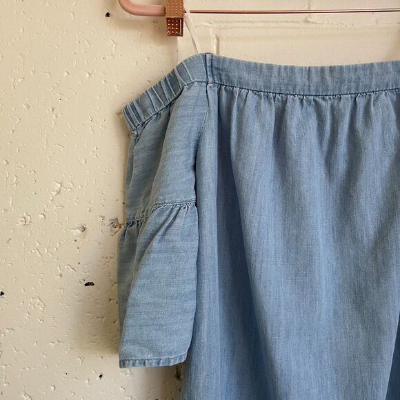 Madewell | Selina Wash Denim Azalea Off-the-Shoulder Dress Small - Picture 4 of 7